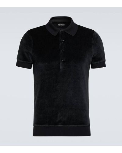 Tom Ford Velour Polo Shirt - Black