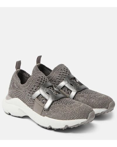Tod's Sport Run Leather-trimmed Sneakers - Gray