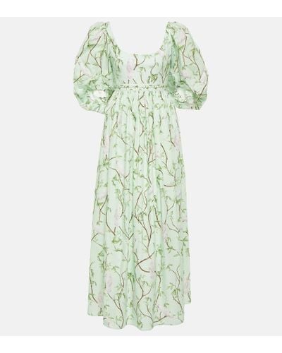 Agua Bendita Vivianne Cacatua Printed Cotton Maxi Dress - Green
