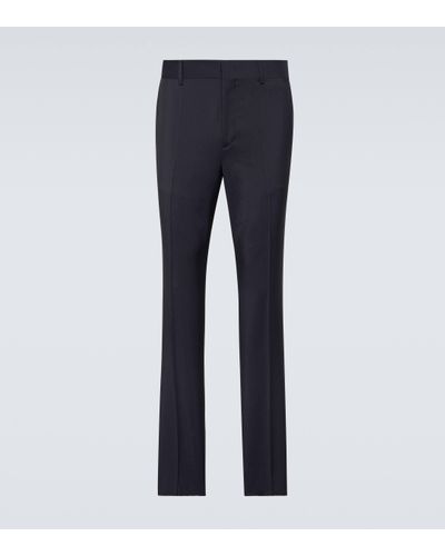 Valentino Wool And Mohair Straight Trousers - Blue