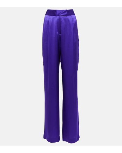 The Sei High-rise Wide-leg Silk Satin Pants - Purple