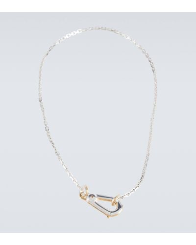 Bottega Veneta Carabiner Sterling Silver Pendant Necklace - White