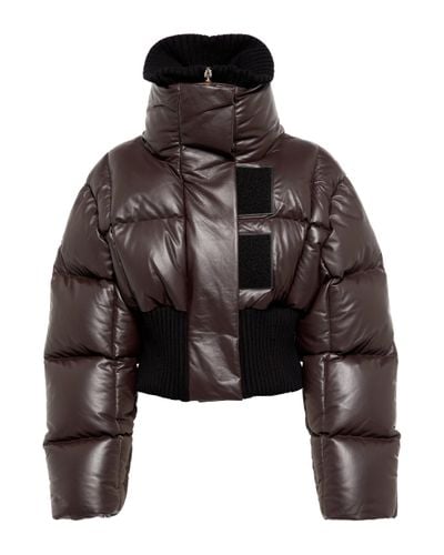 Givenchy Cropped Leather Down Jacket - Black