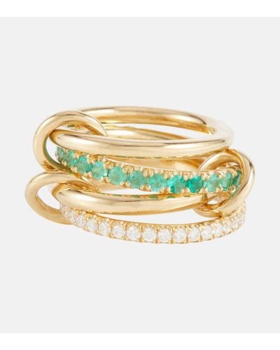 Spinelli Kilcollin Ring Halley aus 18kt Gelbgold mit Diamanten und Smaragden - Mettallic