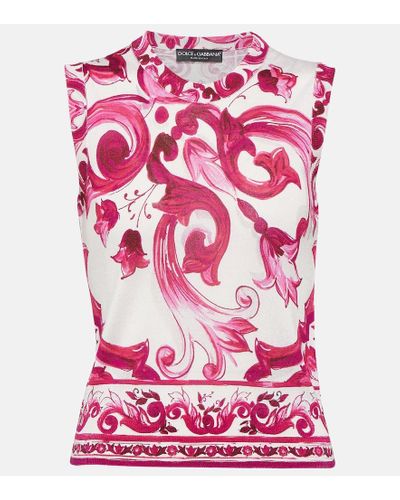 Dolce & Gabbana Top Majolica aus Seide - Pink