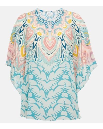 Etro Bedruckte Bluse aus Seide - Blau