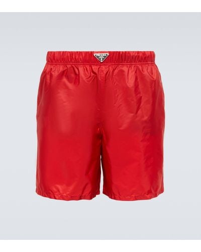 Prada Short de bain a logo - Rouge