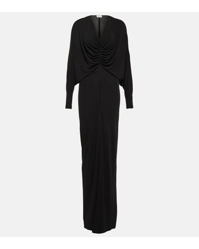 Saint Laurent Cut-out Dress In Crepe Jersey - Black