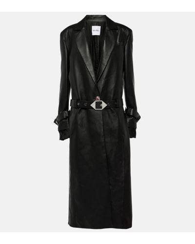 The Attico Belted Leather Coat - Black