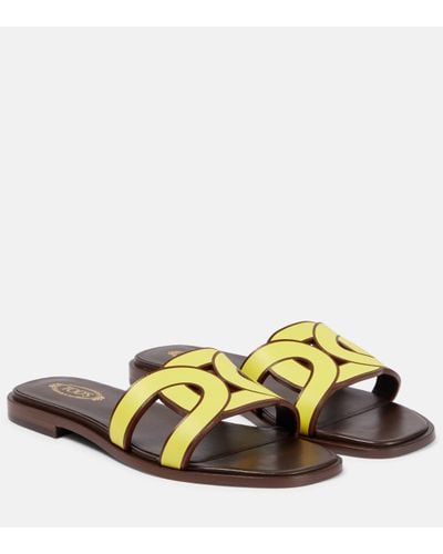 Tod's Leather Slides - Yellow
