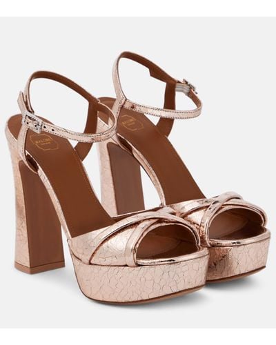 Malone Souliers Keaton Mirrored Leather Platform Sandals - Brown