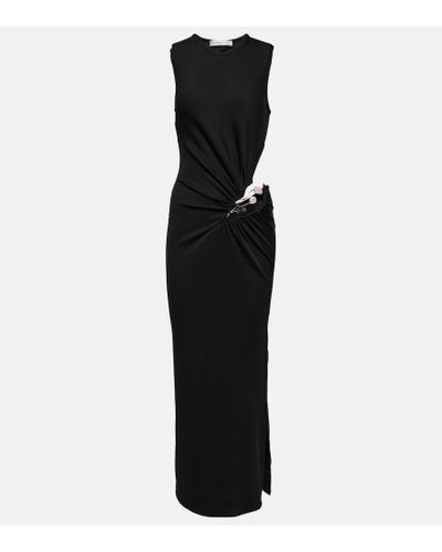 Christopher Esber Folia Float Buckle Ribbed-knit Maxi Dress - Black