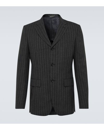 Comme des Garçons Pinstripe Tailored Wool Blazer - Black