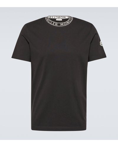 Moncler Slim-fit Logo-jacquard Cotton-jersey T-shirt - Black