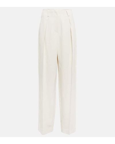 Brunello Cucinelli Weite High-Rise-Hose aus einem Leinengemisch - Weiß