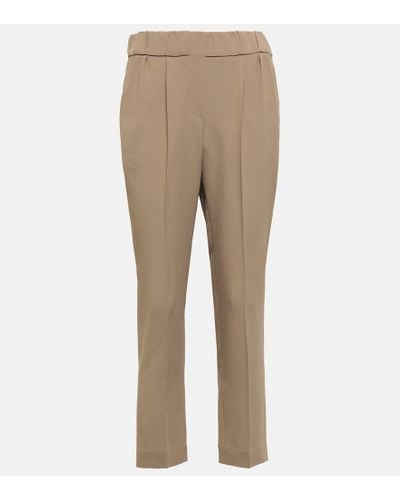 Brunello Cucinelli Pantalones ajustados de crepe - Neutro