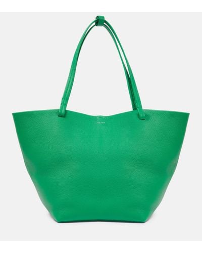 The Row Park Small Leather Tote Bag - Green
