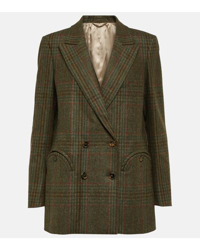 Blazé Milano Low Noise Checked Wool And Cashmere Blaer - Green