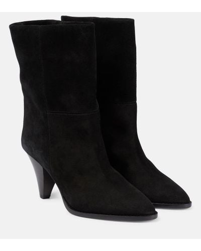 Isabel Marant Rouxa Suede Ankle Boots - Black