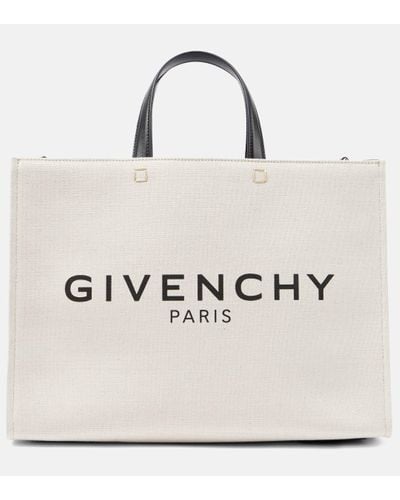 Givenchy Logo-print Medium Cotton-linen Blend Tote Bag - Natural