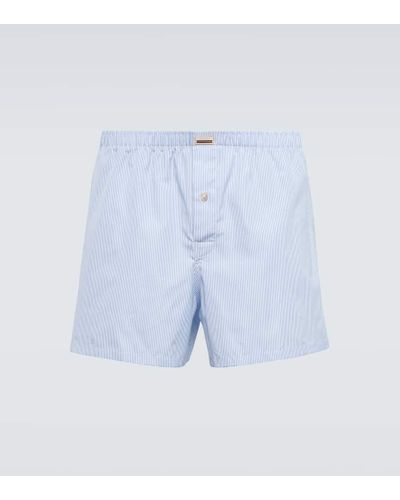 Gucci Striped Cotton-poplin Boxer Shorts - Blue