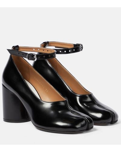 Maison Margiela Tabi Leather Mary Jane Court Shoes - Black