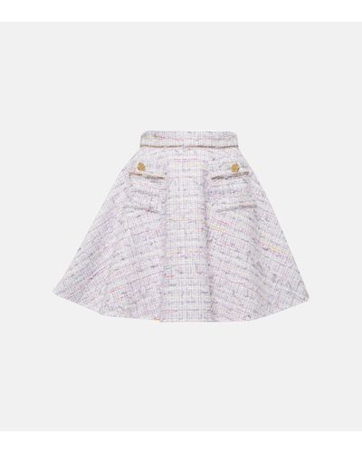 Nina Ricci Mini-jupe en tweed de coton melange - Blanc