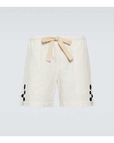Commas Embroidered Camp Shorts - White