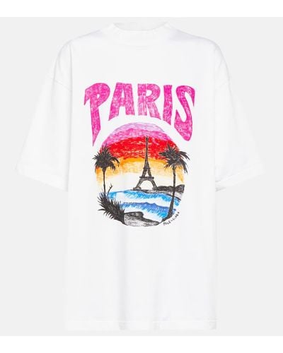 Balenciaga Camiseta Tropical Paris de algodon - Rosa