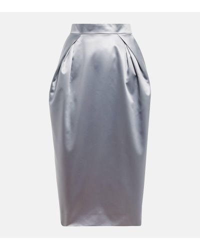 Maison Margiela Satin Draped Midi Skirt - Grey