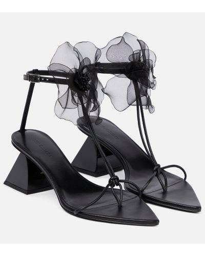 Nensi Dojaka Applique Leather Thong Sandals - Black