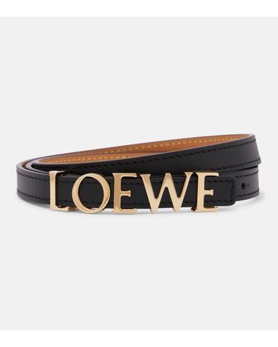 Loewe Slim Logo Leather Belt - Black