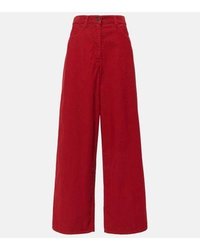 The Row Pantalon ample Chan en velours cotele - Rouge