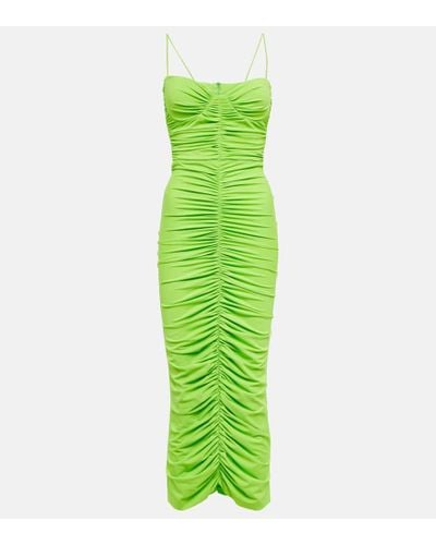Alex Perry Everett Ruched Lycra Midi Dress - Green