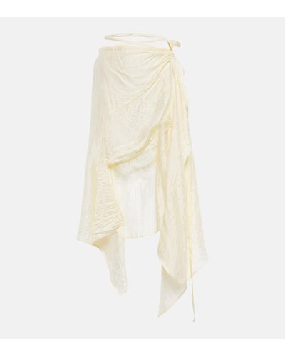 Acne Studios Asymmetric Silk-blend Wrap Skirt - White