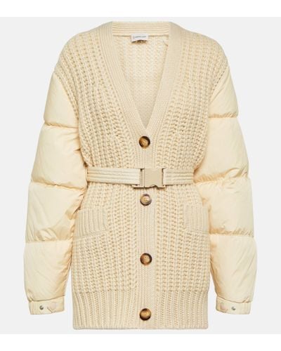Moncler Down-paneled Cashmere-blend Cardigan - Natural
