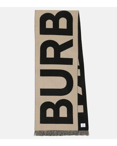 Burberry Bufanda de lana con logo - Negro