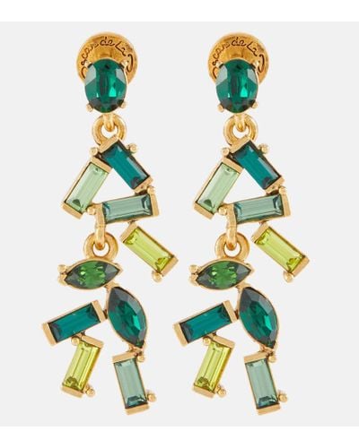 Oscar de la Renta Mini Funfetti Crystal Earrings - Green