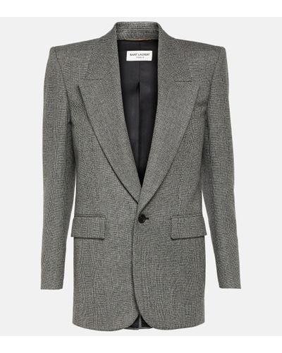 Saint Laurent Prince Wool Blend Jacket - Grey