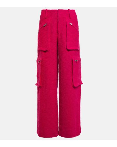 Amiri High-rise Wide-leg Boucle Cargo Trousers - Red