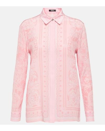 Versace Camisa Barocco de seda - Rosa