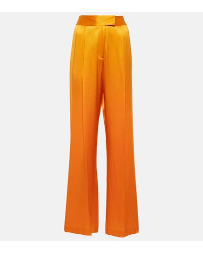 The Sei High-rise Silk Wide-leg Pants - Orange
