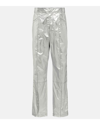 Isabel Marant Anea High-rise Coated Cotton Pants - Gray