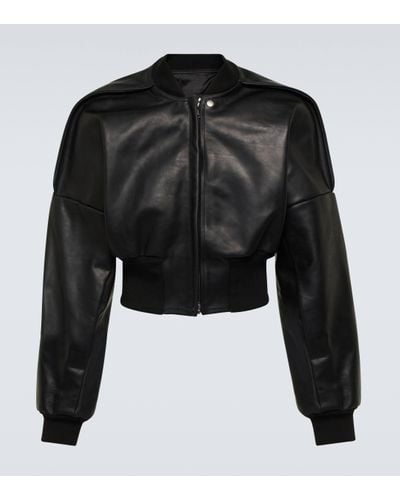 Rick Owens Flight Cropped Leather Jacket - Black