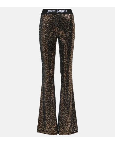 Palm Angels Sequined Flared Trousers - Black