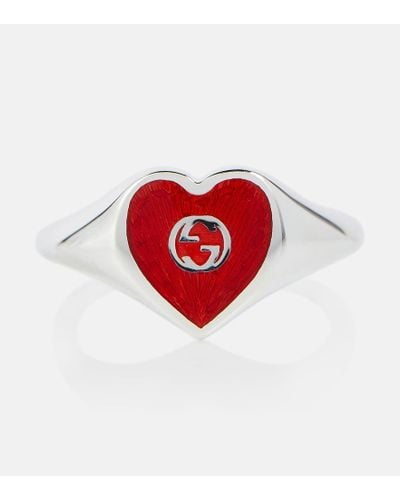 Gucci Heart Ring With Interlocking G - Red