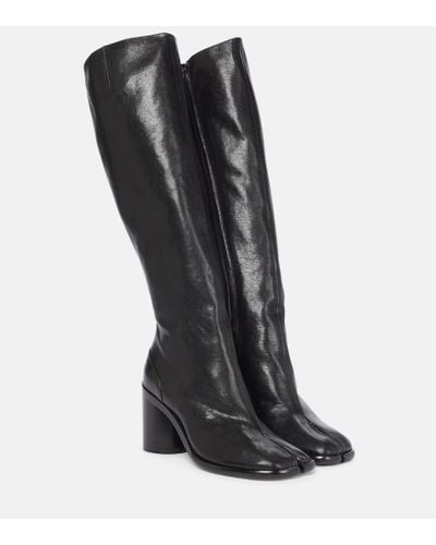 Maison Margiela Tabi Leather Knee-high Leather Boots - Black