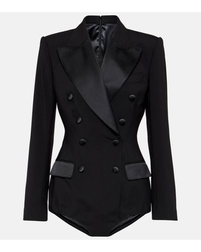 Dolce & Gabbana Wool-blend Tuxedo Bodysuit - Black
