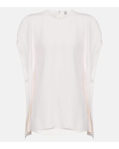 Totême Draped Satin Top - White