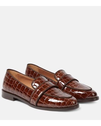 Aquazzura Martin Croc-effect Leather Loafers - Brown